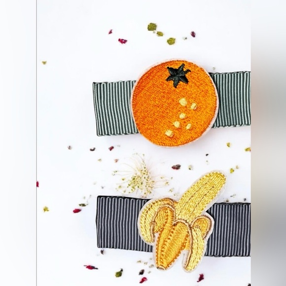 Kids Embroidered Fruit Hair Clips - Picture 2 of 6